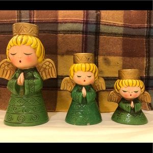 VTG Wolin Japan set of Three Angels candle holders